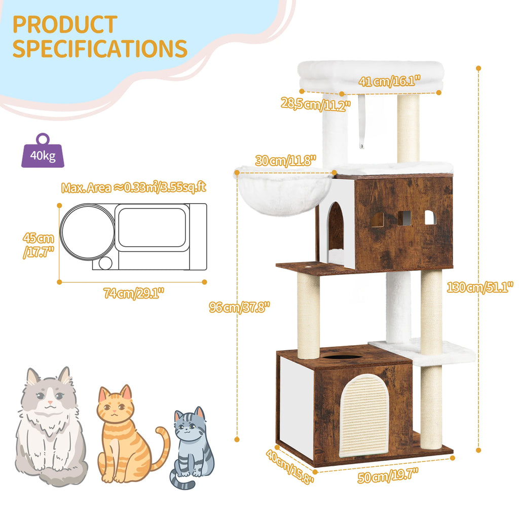 Arbre à Chat en Bois 130 cm – vue 6