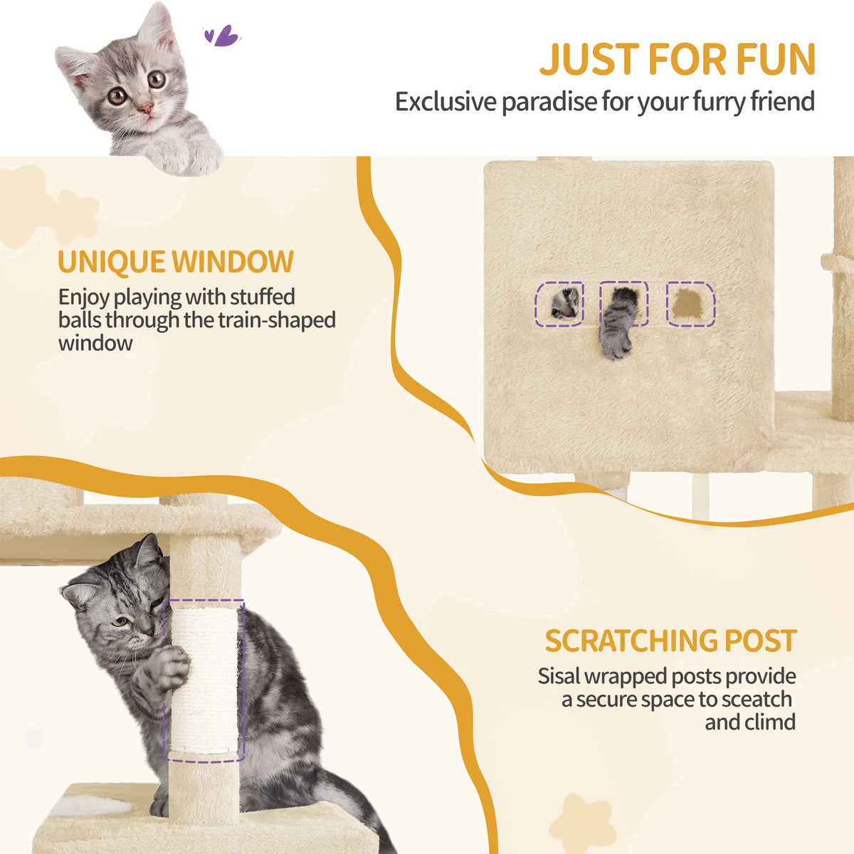 Arbre à Chat XXL 193 cm Beige – vue 3