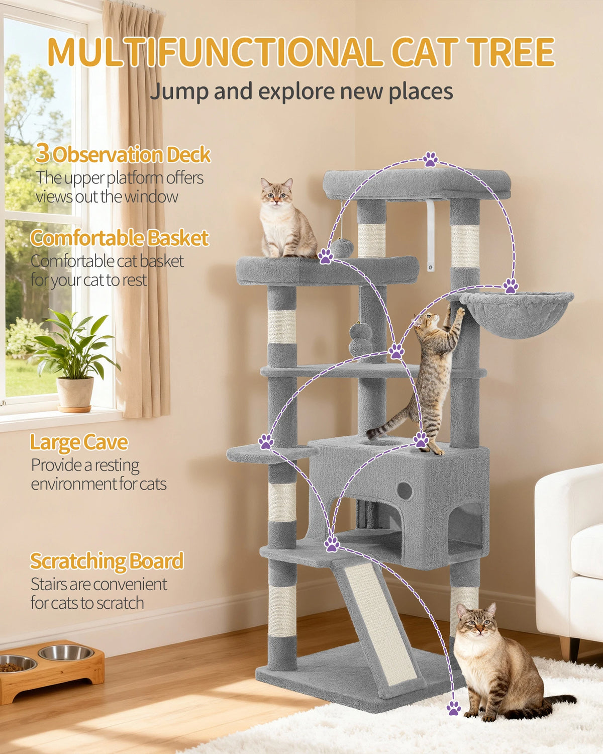 Arbre à Chat 153 cm avec Rampe – vue 3