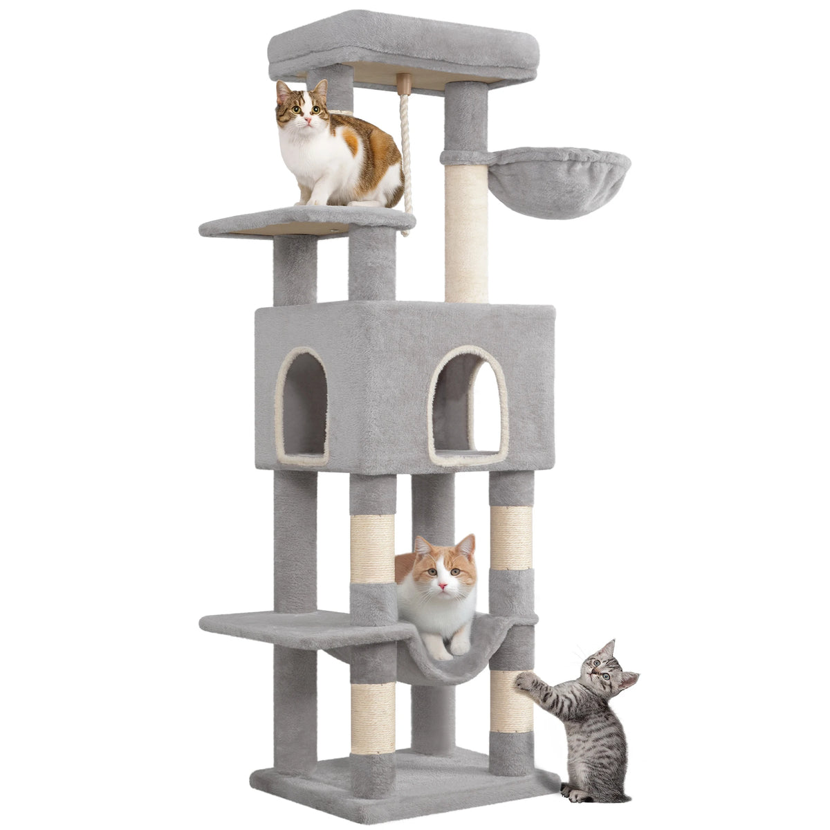 Arbre à Chat Gris Clair 149 cm avec Hamac - Plume