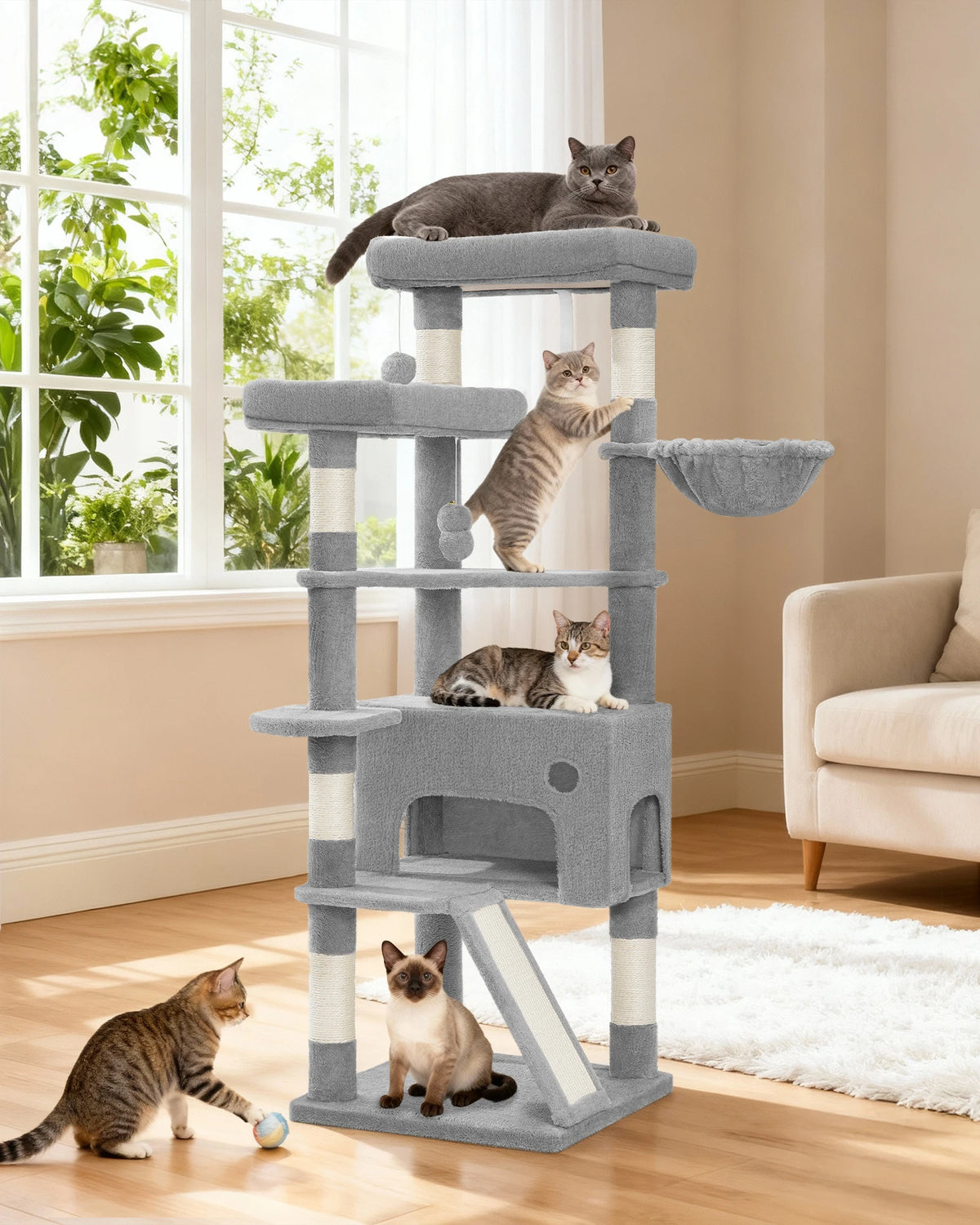 Arbre à Chat 153 cm avec Rampe – vue 2