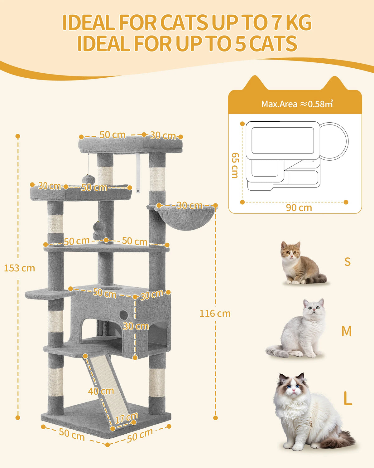 Arbre à Chat 153 cm avec Rampe – vue 6