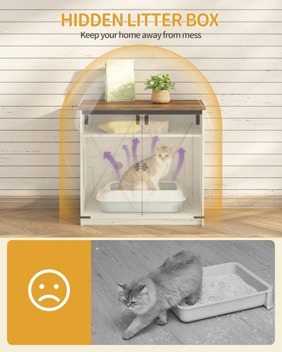 Meuble Litière Chat avec Rangement – vue 3
