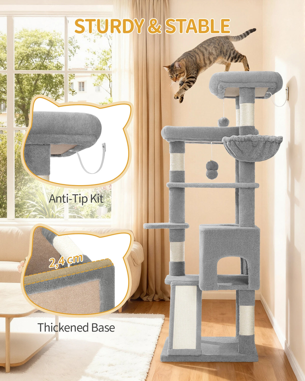 Arbre à Chat 153 cm avec Rampe – vue 4