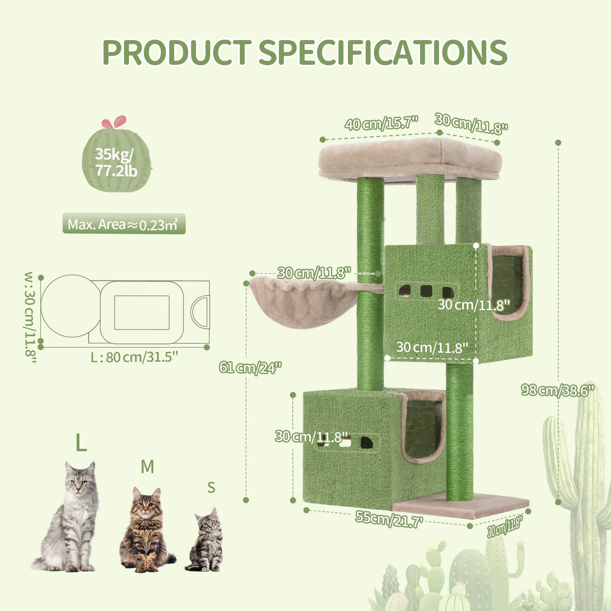 Arbre à Chat 98 cm Vert – vue 6