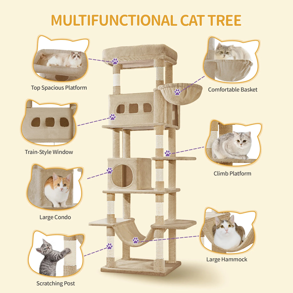 Arbre à Chat 170 cm Camel – vue 2