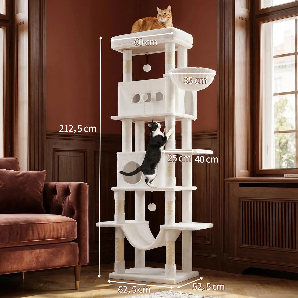 Arbre à Chat 210 cm avec Hamac et Niche - Sacha