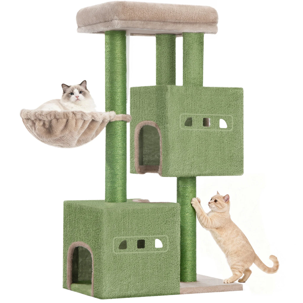 Petit Arbre à Chat Vert 98 cm avec 2 Niches - Kiwi