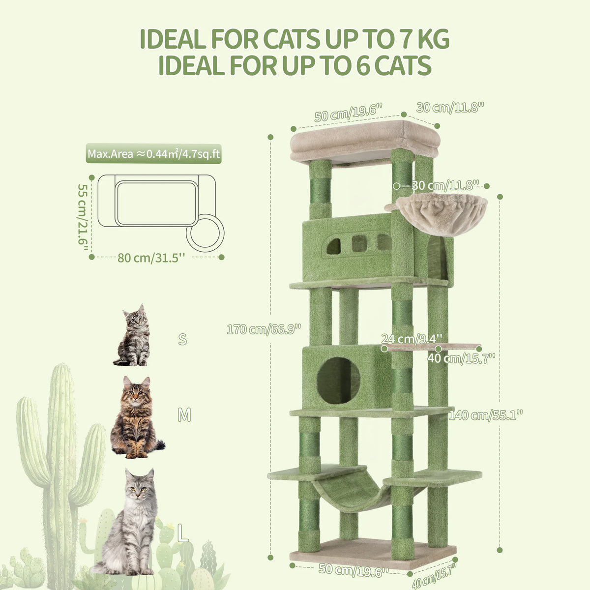 Arbre à Chat 170 cm Vert – vue 6