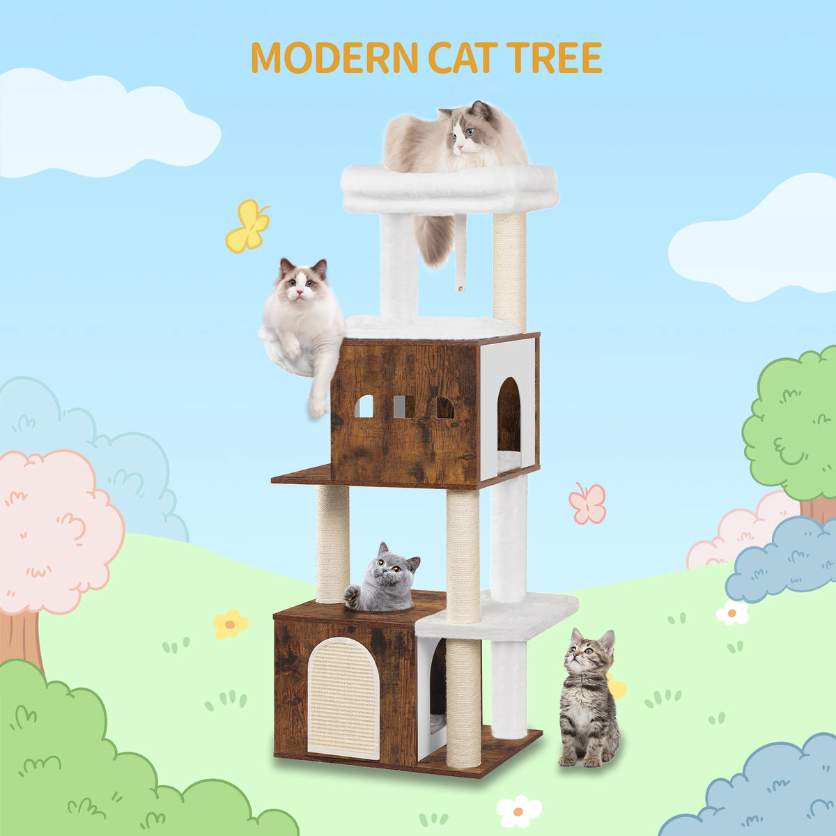 Arbre à Chat en Bois 130 cm – vue 3