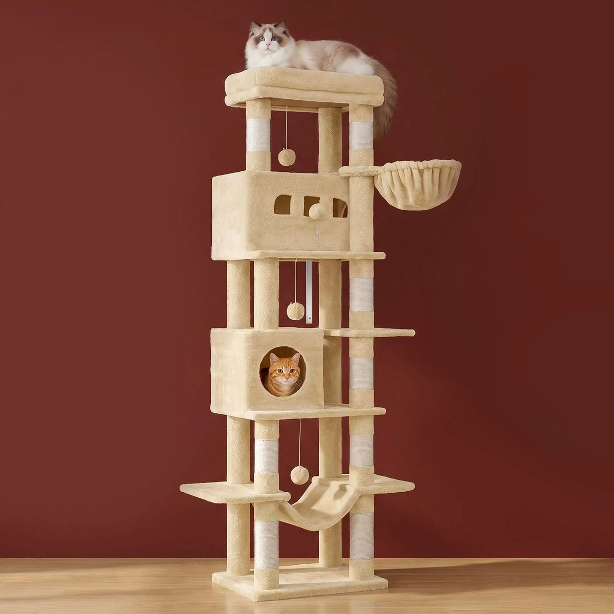 Arbre à Chat 210 cm avec Hamac et Niche - Sacha