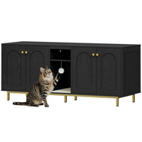 Meuble Litière 2 Chats Noir avec Rangement - Ziggy