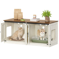 Meuble Litière 2 Chats Porte de Grange - Cannelle