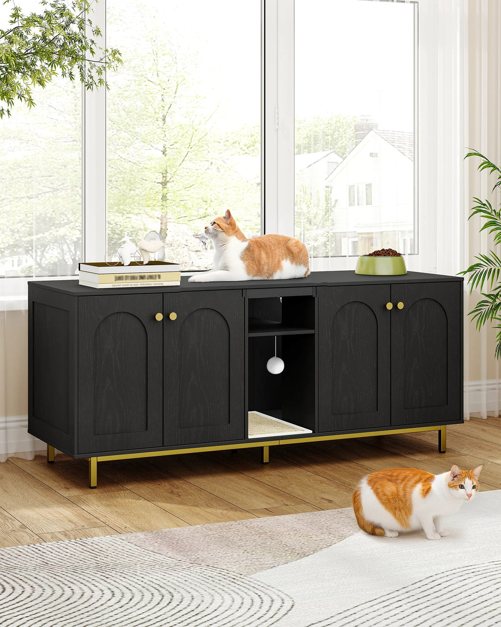 Meuble Litière 2 Chats avec Rangement