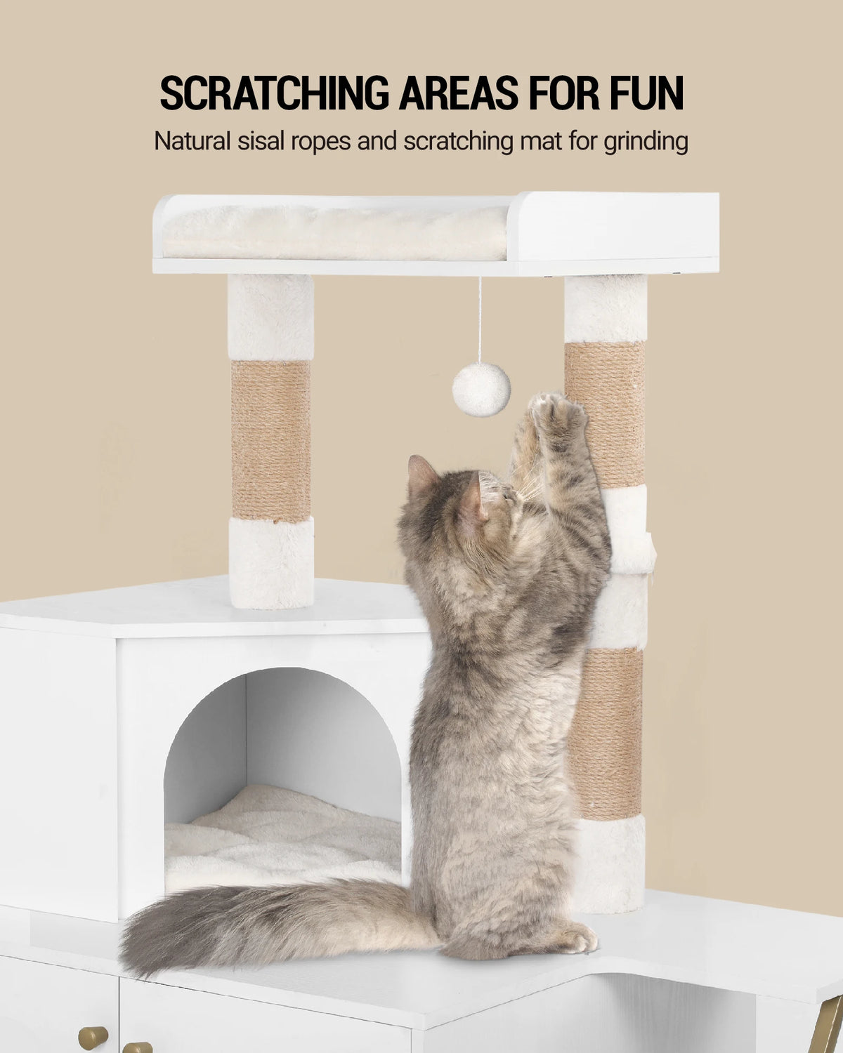Arbre à Chat avec Meuble Litière 4-en-1 – vue 5