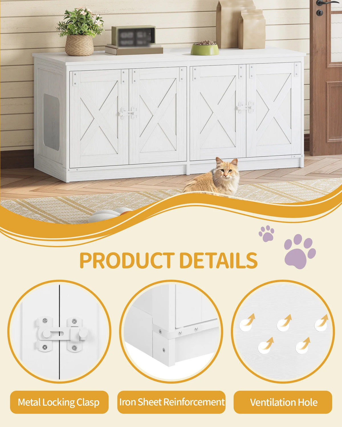 Meuble Litière 2 Chats Farmhouse – vue 2