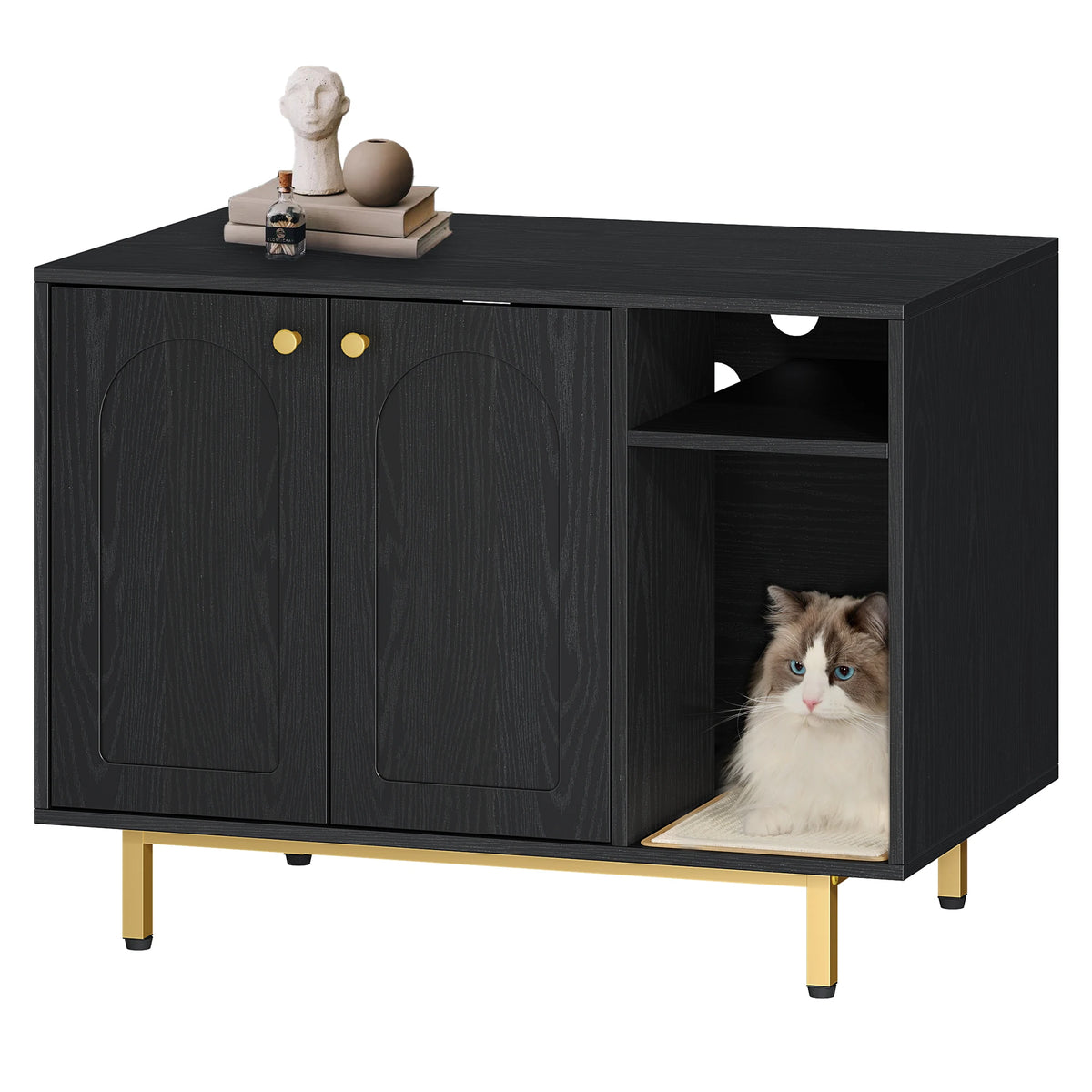 Meuble Litière Chat Table de Chevet - Perle