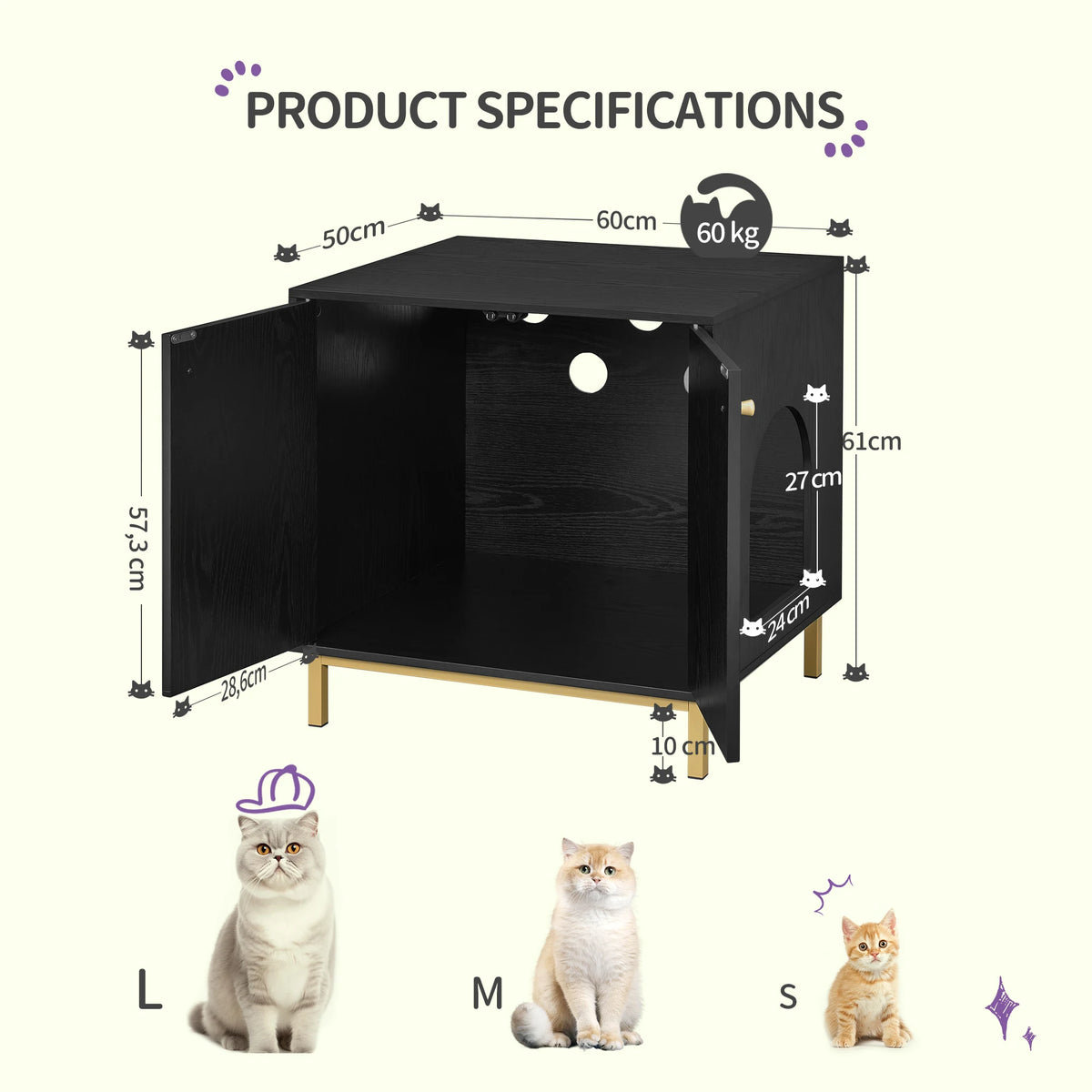 Meuble Litière Chat 50x60x61 cm – vue 6