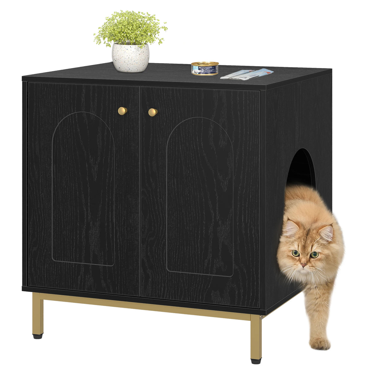 Meuble Litière Chat avec Entrée Latérale - Praline