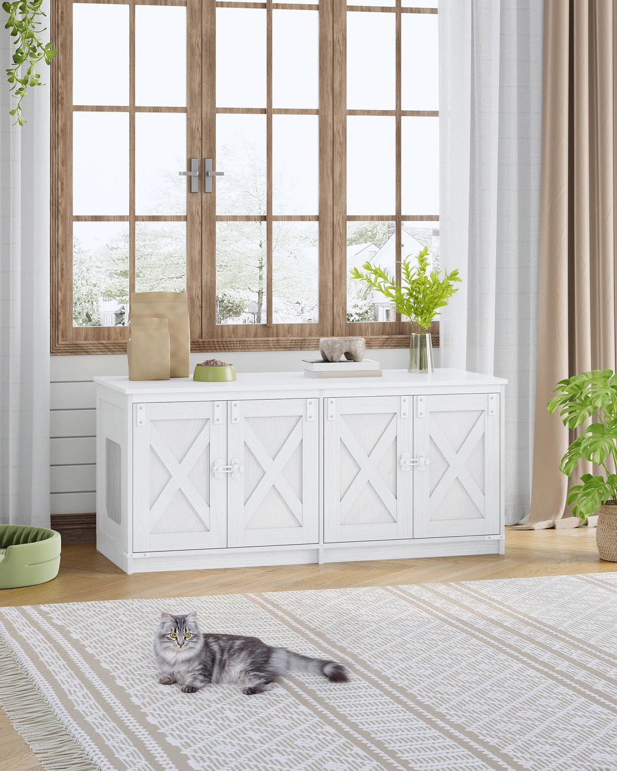 Meuble Litière 2 Chats Farmhouse